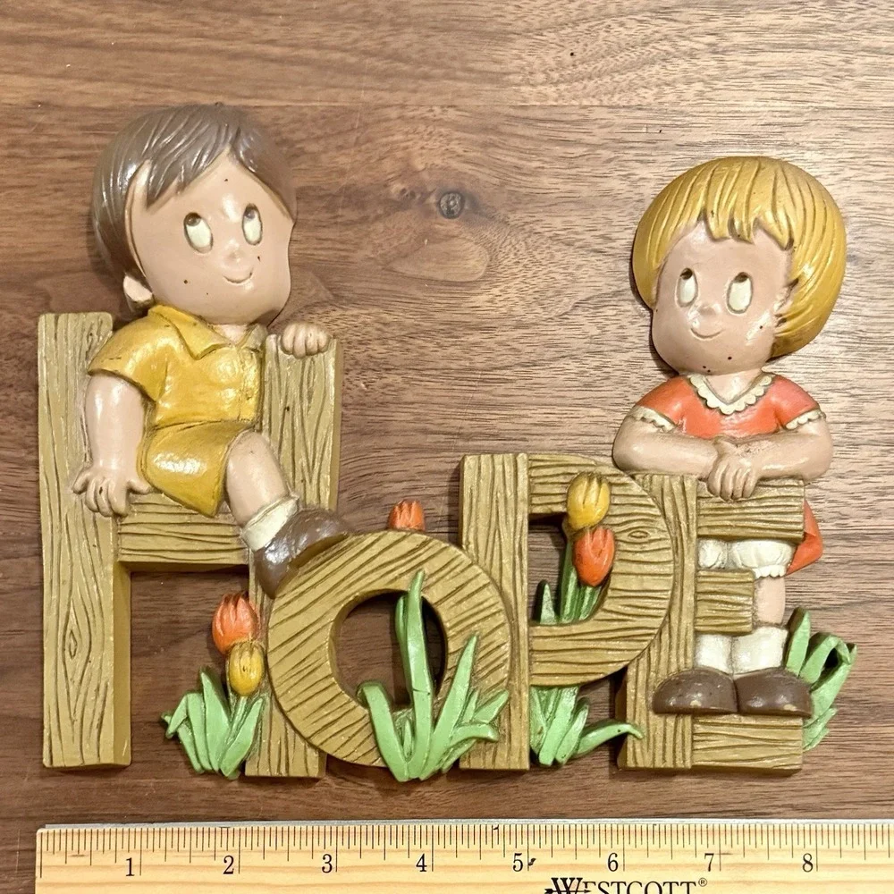 3pc VTG 80s Burwood Homco Faith Hope Charity Wall Decor Kids Boy‎ Girl Nursery